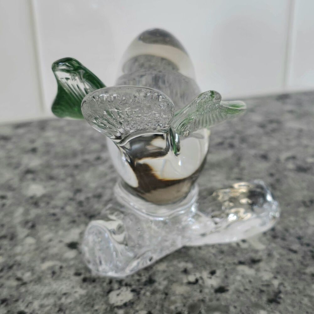 Arte Murano ICET Hand Blown Clear With Green Bird On Branch Figurine Venezuela‎ - Picture 4 of 8